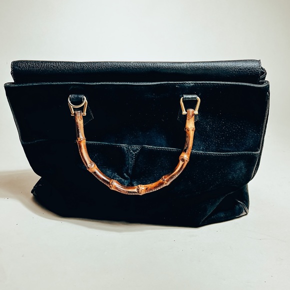 Vintage GUCCI Large Diana Bamboo Suede Bag - Picture 9 of 11